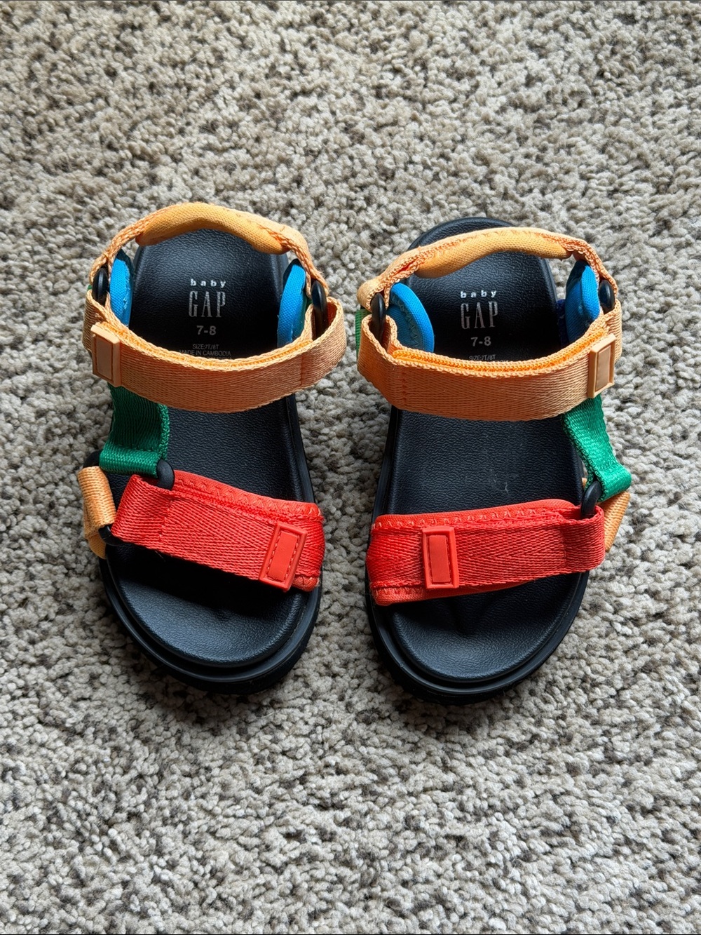NWOT GAP Baby Colorblock Strappy Sandals in Orange, Red, Green, Blue